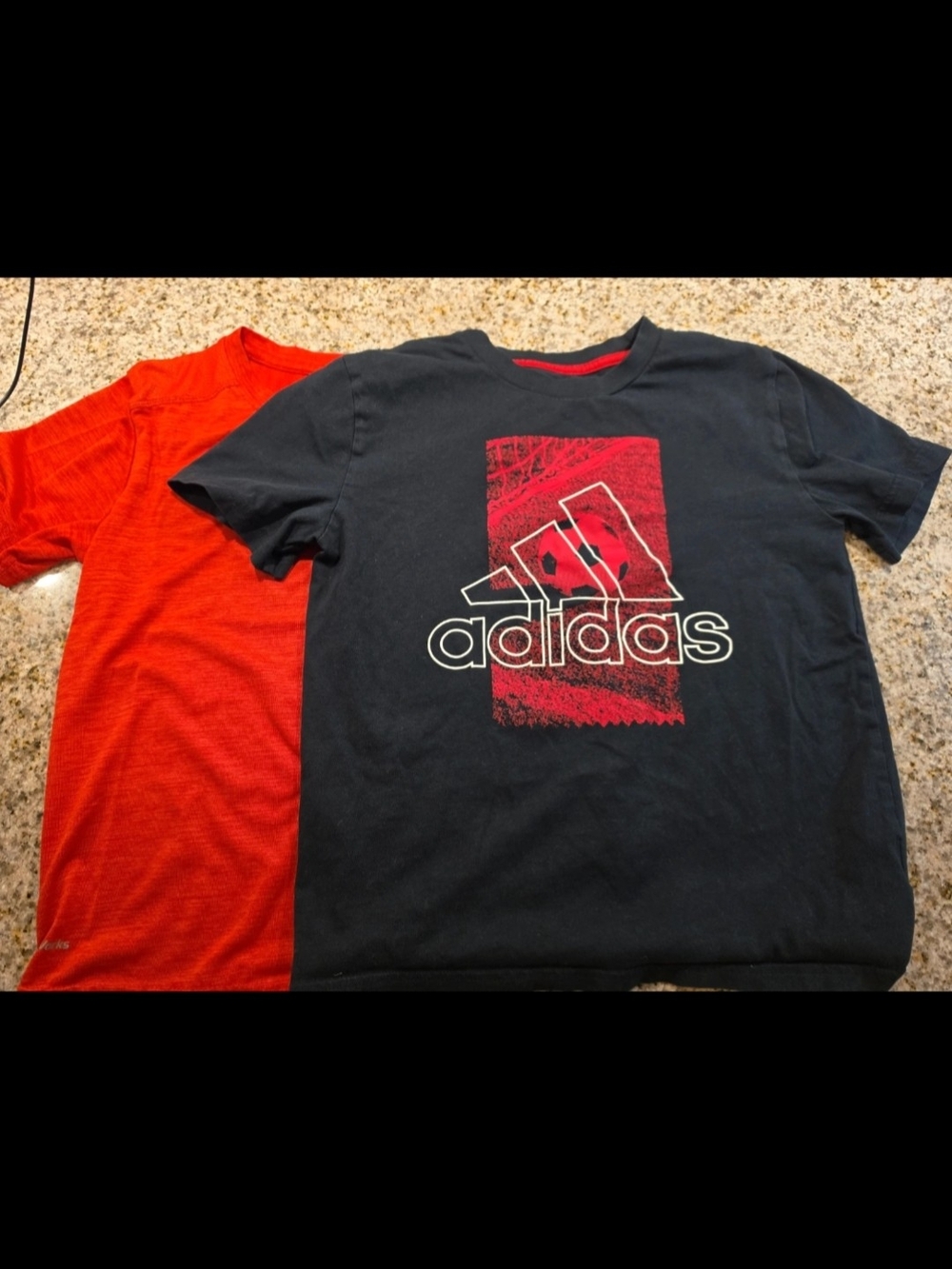 adidas Boys Black Tee with Red Graphic Panel